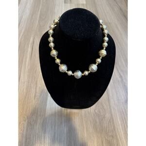 Vintage Les Bernard Goldtone Necklace Graduated Beaded Necklace